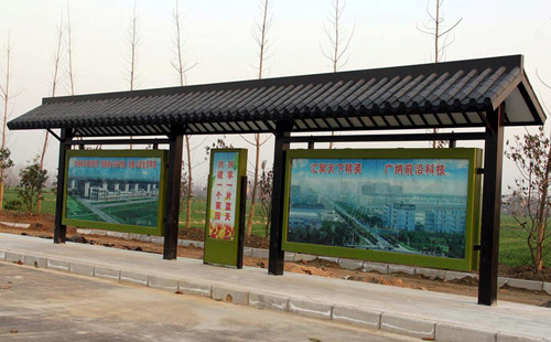 乡镇仿古候车亭发货及生产车间图